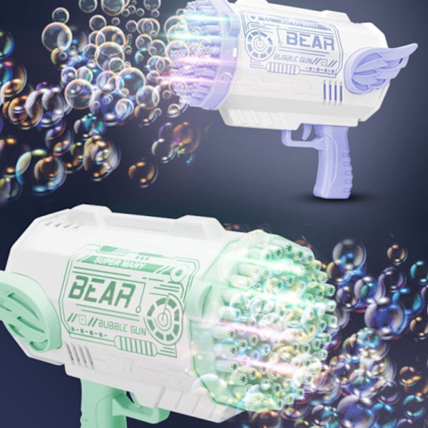 Børne Boblemaskine Pistol 80 Hull Boblemaskine  Launcher Bobleblæser Sommer Udendørs Spil