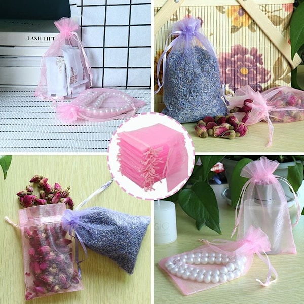 Eleganta presentpåsar för små teer, dragsko av organza, återanvändbara nätpåsar av klar tyll, perfekta för att hålla smycken, presenter, små snacks, idealiska