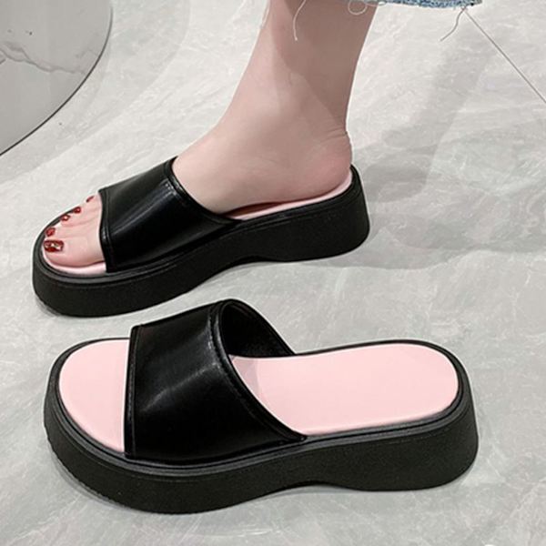 Alustasandaalit Pehmeä Pohja Luistamaton Mukava Slip On Sandaalit Kotiin Rannalle Ostoksille Musta 38