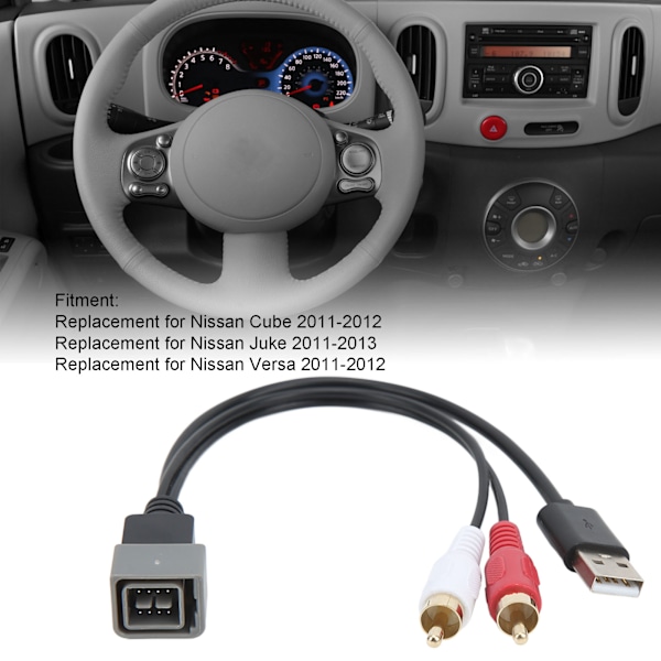 Bilradio USB Port Bevaringskabel USB Input Adapter Udskiftning til Nissan Cube Juke Versa
