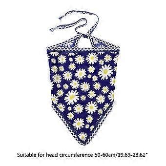 Kvinnor Daisy Tryck Hårband Spetskant Triangulära Bandanas Hårband Elastiska Hårband Turban Höst Håraccessoarer Vit