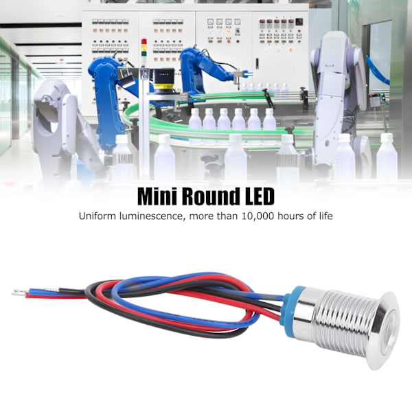 4 Set PreWired Runda LED-lampor Vattentäta 2-färgsljus Gemensam Anod Anod Elektrod 1224V 12mm (Röd och Blå)