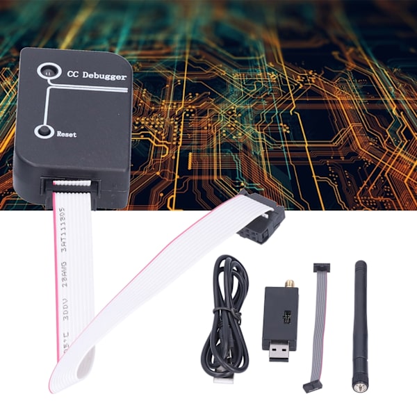 CC Debugger RF-järjestelmän ohjelmoija 2.405‑2.485GHz moduulilisävaruste antennilla ja USB-kaapelilla CC2540
