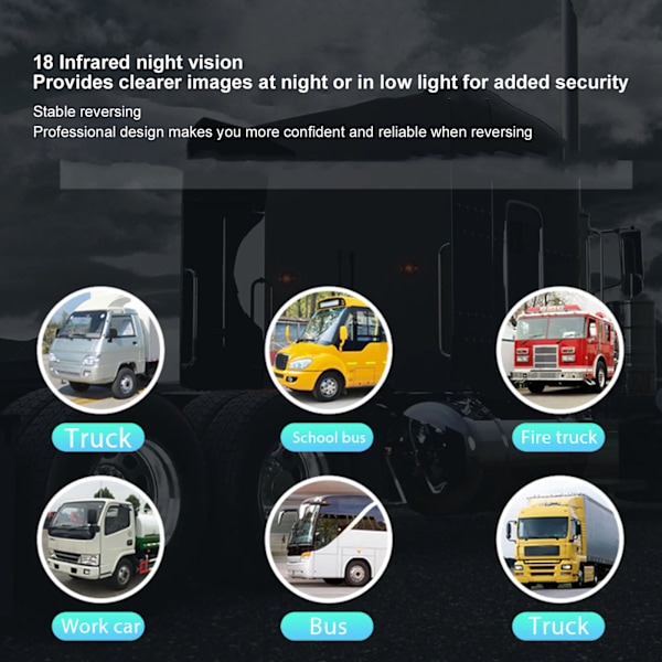 7 tuuman takapeiliautotallennin 4-napainen vedenkestävä LCD-näyttö infrapunayönäkökamera busseille, kuorma-autoille, asuntoautoille, asuntovaunuille ja perävaunuille