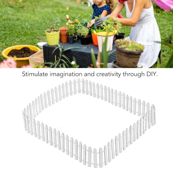 4 st Miniatyr Fe Trädgård Staket Trä Staket Ornament DIY Trädgårdstillbehör för Dockhus Suckulent Växtkruka Vit
