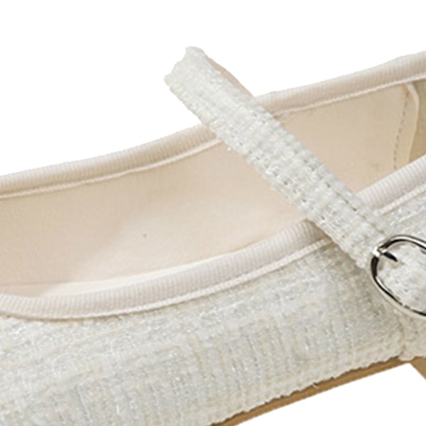 Dame Flade Sko Casual Fodtøj Kanin med Spænde Rem Flade Sko Fodtøj Arbejdssko Beige 36