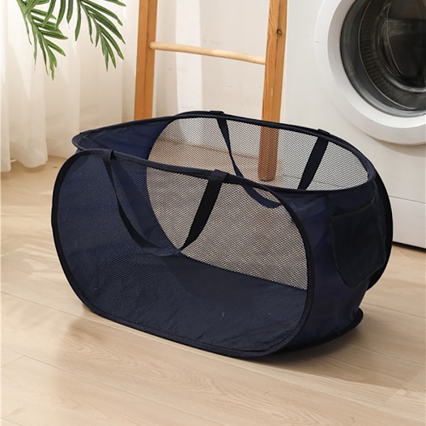 Portabel Tvättkorg, Förstärkt Design Mesh Pop Up Tvättkorg för Sovsal, Tvättstuga, Resor, Camping (Blå)