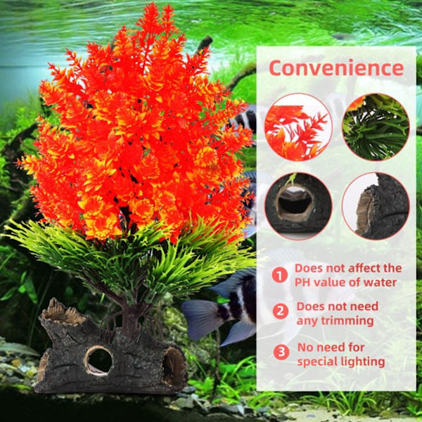 Akvarium Plante Dekorationer Simulation Kunstig Tang Vandplanter til Hjem og Akvarium Landskab Rød