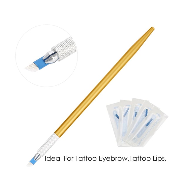 Ögonbryns Tatueringsset Manuell Penna Övningshud Pigment Nål Blad Ringkopp Tatueringsset 6#