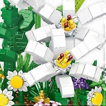 Mini Byggeklods Sæt, Kunstige Blomster, Støvtæt Dome