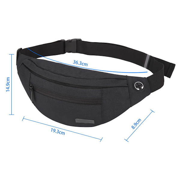 Fanny pack, vyölaukku naisille ja miehille, lantiolaukku, ulkoilu, suuri