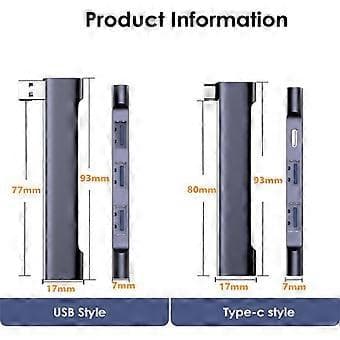 RYRA 4 IN 1 USB-C HUB Universaali Kompakti Mini USB2.0/USB3.0 Telakointiasema PD High