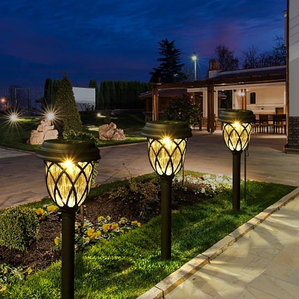 Landskapsbelysning, Solcellsdrivna Gångljus, Utomhusdekoration, Enkel Installation, Väderbeständig, Stark LED-belysning för Trädgård (3-pack)