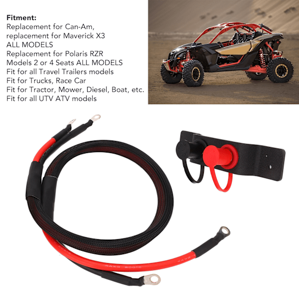 Batteri Terminal Flyttingssett 1.2m Kabel Høy Ytelse Erstatning for Can‑Am ATV