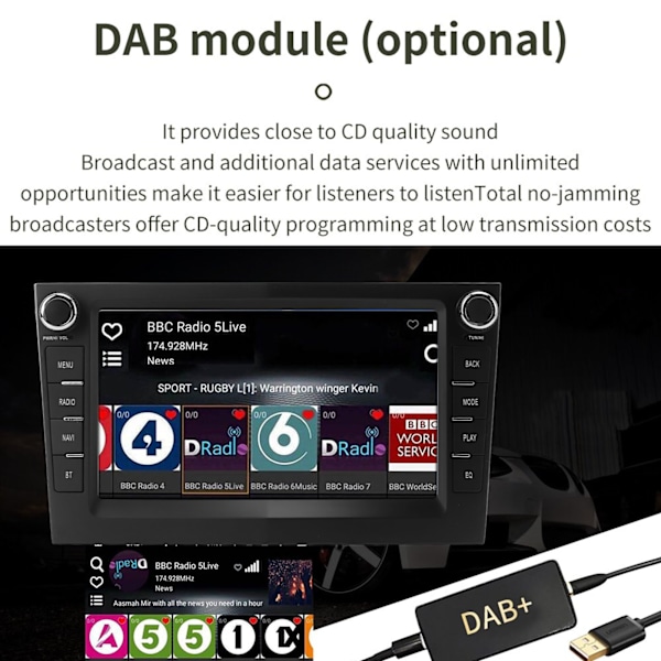 7 tommers GPS Navigasjon CARPLAY Multimedia Radio Videospiller for Android 11.0 Erstatning for Opel Astra 2004‑2009 Svart 1G RAM 16G ROM