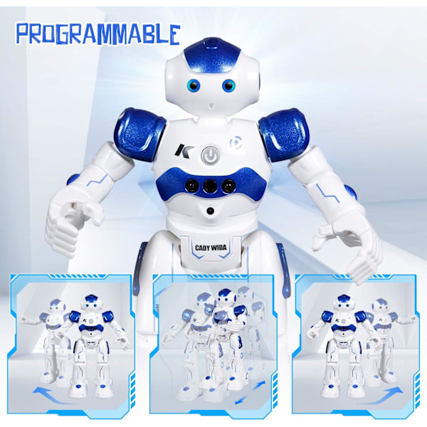Smart Leksak för Barn, APP-Kontrollerade Uppladdningsbara Robotleksaker, Interaktiva LED-Ögon Geststyrning, 200 Redigerbara Programfält, Rolig App för