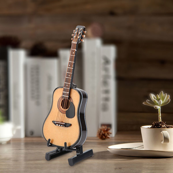 Miniatur Træguitar Model Display Mini Ornamenter Håndværk Hjem Decor (10cm)