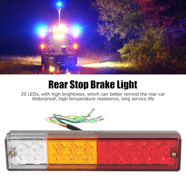 Par 12V 20LEDs Rektangulære Trailer Baglygter Vandtætte Bagside Markeringslys til RV Truck Camper