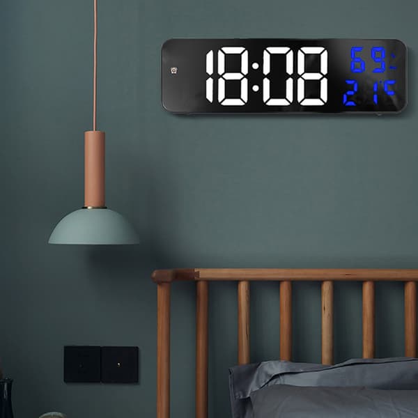 Stor Digital LED-Klocka Elektronisk Väckarklocka Stor Skärm Plug-in Klocka Väggmonterad
