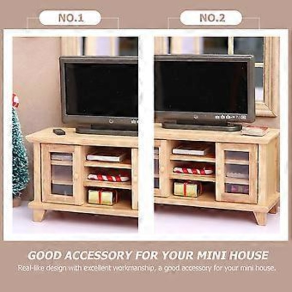 1 Sæt Træ TV Skabsmodel Ornament Mini Hus Møbelmodel TV Model
