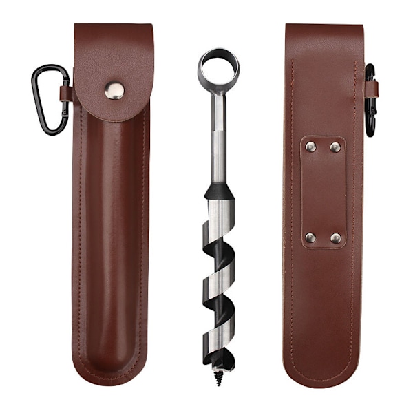 Mångsidigt överlevnadsverktyg för hantverk, högkvalitativ stål Bushcraft Auger Drill, äventyrsredo portabilitet för utomhus Bush Craft, äkta kohud