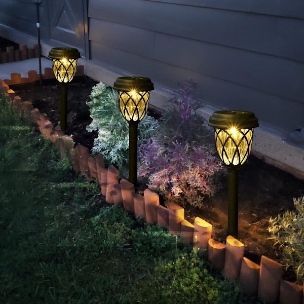 Landskapsbelysning, Solcellsdrivna Gångljus, Utomhusdekoration, Enkel Installation, Väderbeständig, Stark LED-belysning för Trädgård (3-pack)