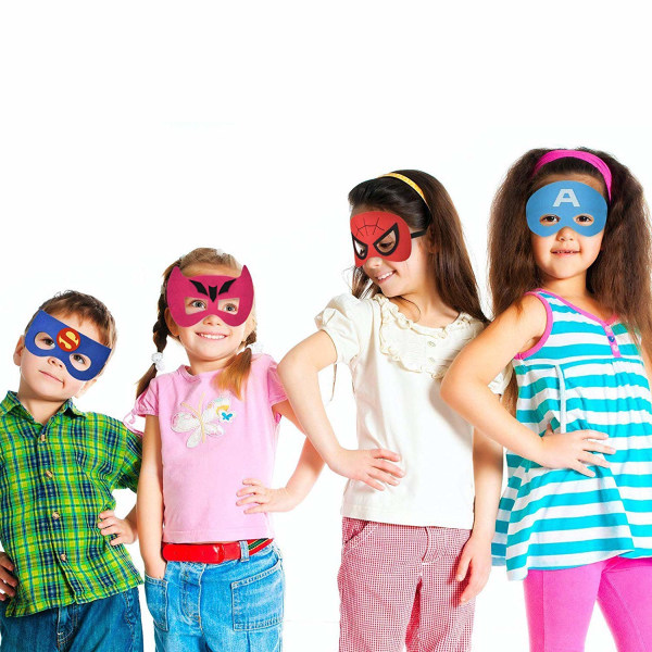 Superheltmasker Party Favors for Kid (32 pakker) filt og elastisk - Superhelts bursdagsfestmasker med 32 forskjellige typer perfekt for barn