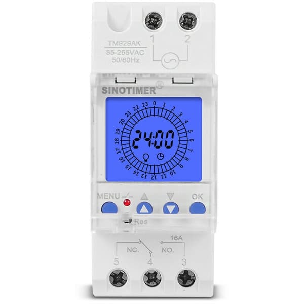 Digital LCD-skärm Universal Timer, DIN-skenmontering Elektronisk Tidsklocka för Olika Schemaläggningsbehov, Liten Lätt Programmerbar Analog