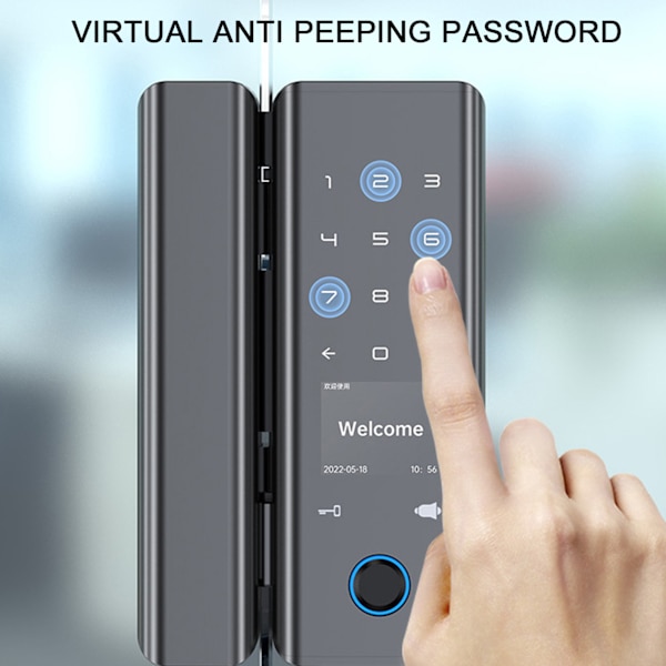 Smart Dørlås til TUYA Fingerprintskodekort APP Fremmøde Funktion til Glas Træ Dør