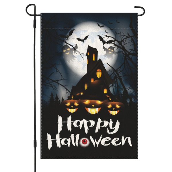 Halloween hageflagg 12 x 18 tommer, halloweenflagg burlap