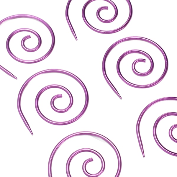 6 st Spiral Kabelsticka Multifunktionell Metall Cirkulär Sticka Kabelsticka Sjalnål för Garn Sömnad Stickning Lila