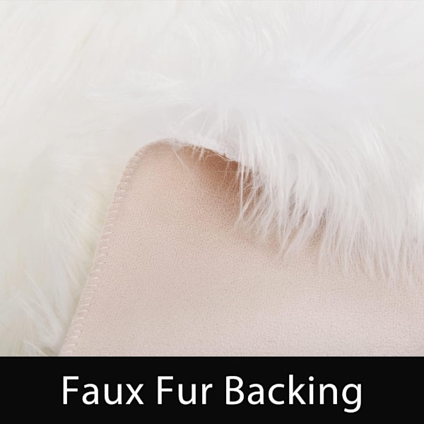 Fluffig lammskinnmatta för lekrum, lyxig fårskinnsfäll i naturmaterial med anti-noppeffekt för barnrum, varmt och mjukt fuskfårskinn