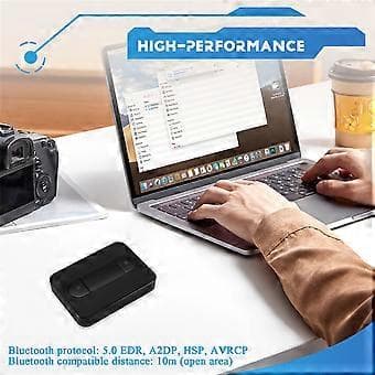 Bluetooth 5.0 Sender Adapter Dobbel Link Hodetelefoner Hjemmelydsystem Svart