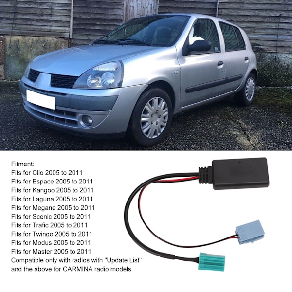 Bluetooth 5.0 Aux Input Lydadaptermodul Kabel til Clio Espace Kangoo Megane