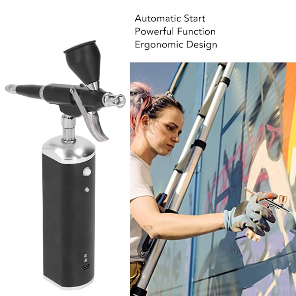 30Psi Svart Oppladbar Airbrushsett med Kompressor Dråpemalingskopp Dysedeksel for Sminke
