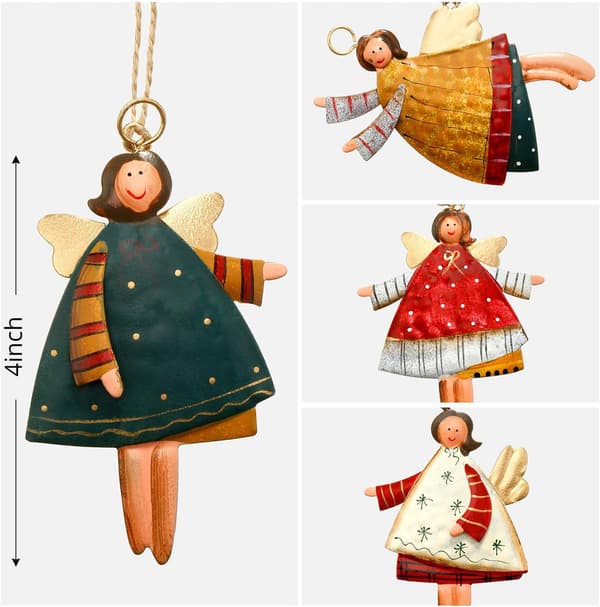 Jul Tomte Ornament 2019 Träddekorationer Dansande Flygande Plåtänglar (12 per set)