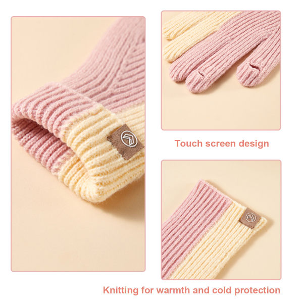 Dam Vinter Touchscreen Ull Magic Gloves Warm Knit Fleece Li