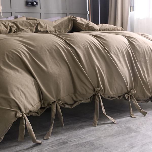 Solid Ties Vasket Bomullsdyne Dekk Putevar Sett Khaki (#2)