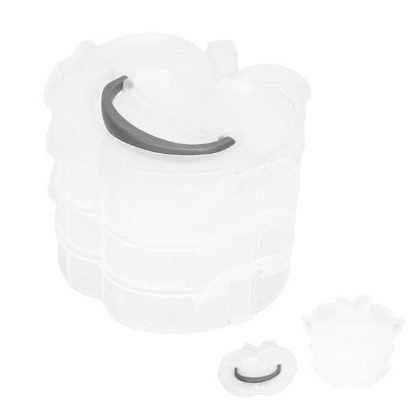3-vånings demonterbar plastförvaringslåda Äppleformad Bärbar Verktyg Leksaker Behållare Vit