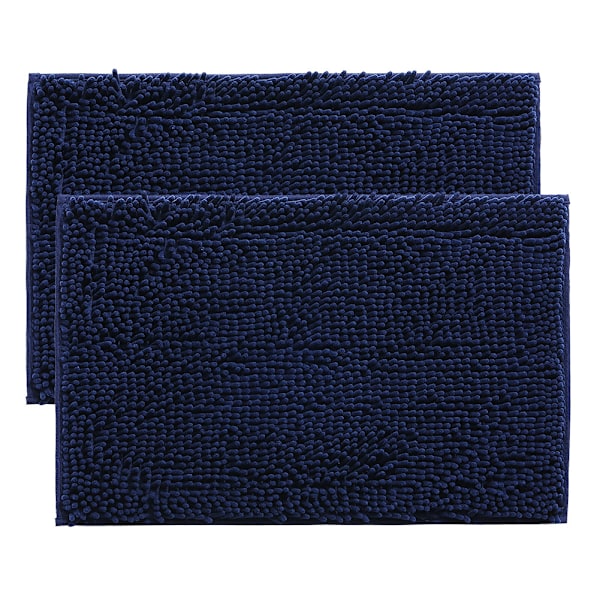2 st Chenille Halkskyddande Vattenabsorberande Halkskyddande Matta Badrum Vardagsrum (Mörkblå)