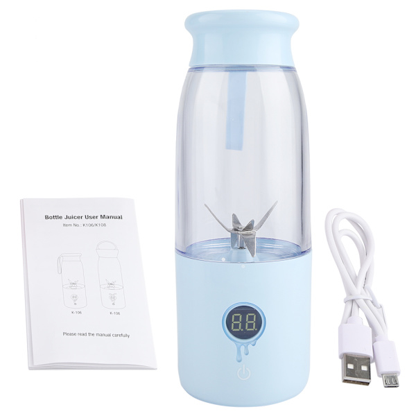 425ml USB Laddningsbar Bärbar Elektrisk Grönsaks- och Fruktjuicer Hem Kontor Resa (Blå)