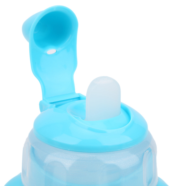 Silikon Søt Mønster Baby Lærings Drikkkopp Lekkasjesikker Spedbarns Andenebbkopp Flaske 300ml Blå