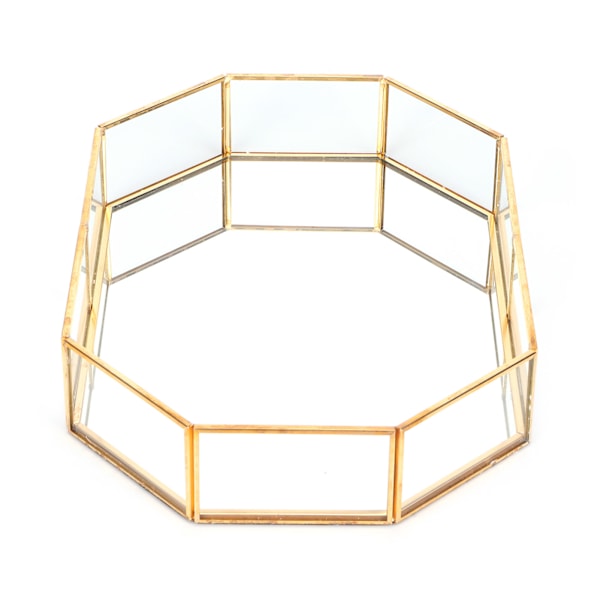 Sofistikerad dekorativ bricka, klar design mångsidig sminkbricka med guldfinish för heminredning, elegant sminkorganisatör med hållbarhet