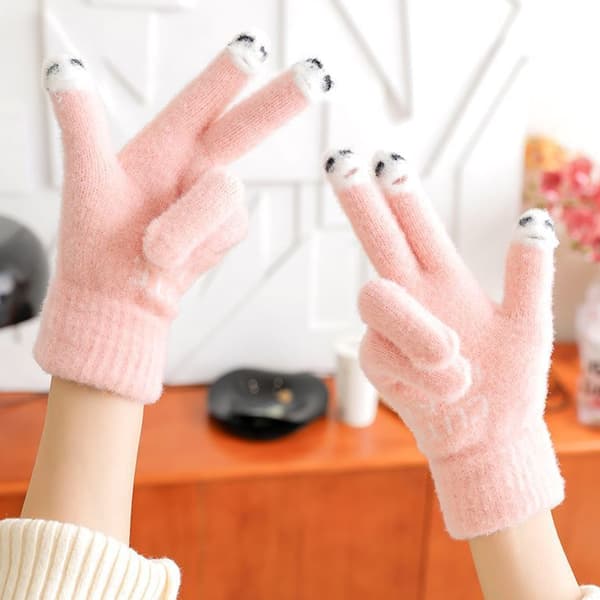 Søde Uldstrikkede Handsker, Moderne Varme Damehandsker, Uld Touchscreen-Handsker
