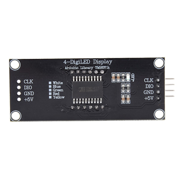 LED-skjermmodul med 7 segmenter, 4-sifret, passer for Arduino, bruker biblioteket TM1637.hBlå