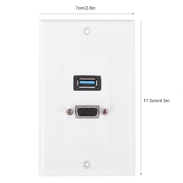 2 Ports US Standard Vægplade USB3.0 + VGA Hjemmebiograf Vægpladens Panel