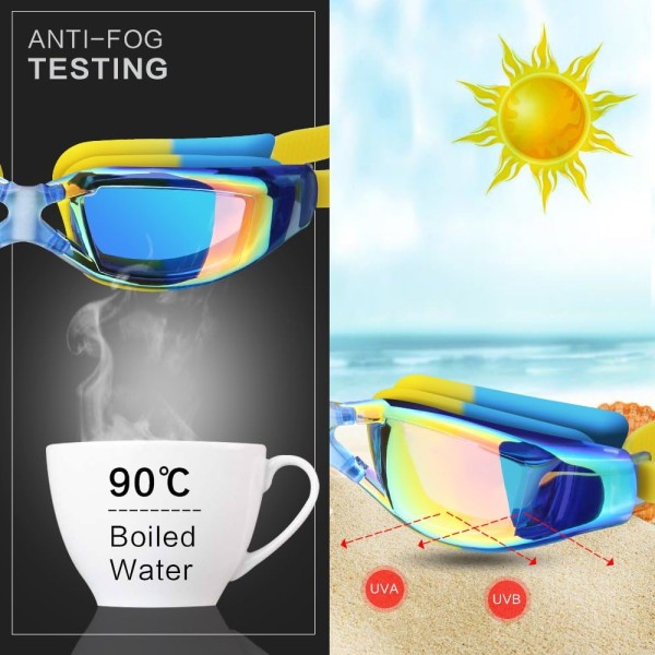 Svømmebriller for barn, Anti-tåke Anti-UV ungdoms svømmebriller lekkasje