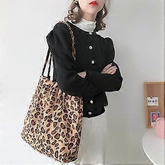 Leopardtaske til efterår og vinter, dame, alsidig skuldertaske, stor håndtaske til shopping, 1 stk. - brun