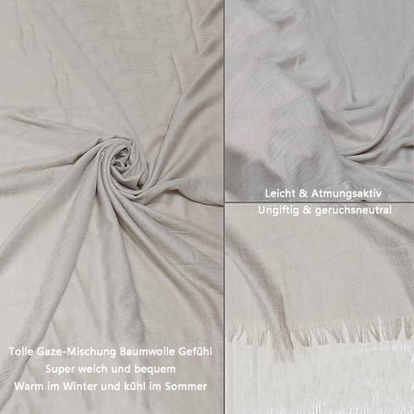Skjerf for kvinner Bomull Lett Stor Lang Mull Skjerf Elegant Ensfargede Skjerf