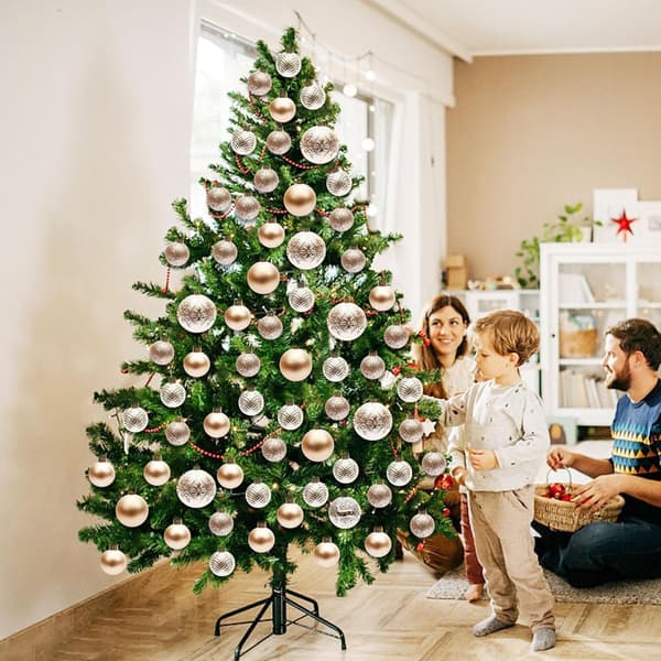 Julgransprydnader, Röda och Vita Julgransprydnader Sorterade Okrossbara Prydnader